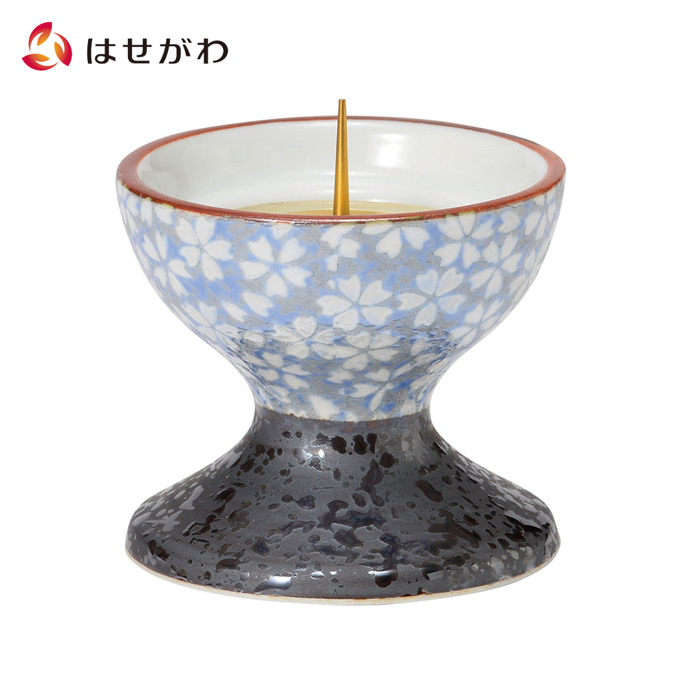 彩花 灯立 有田焼 桜小紋ブルー | お仏壇のはせがわ公式通販