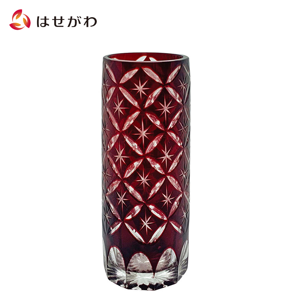 フラン 切子硝子 花立 レッド | お仏壇のはせがわ公式通販