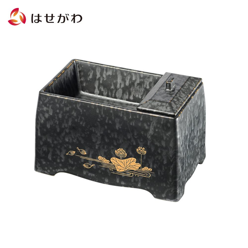 香炉 有田焼 5.0寸 チャコール 蓮 | お仏壇のはせがわ公式通販