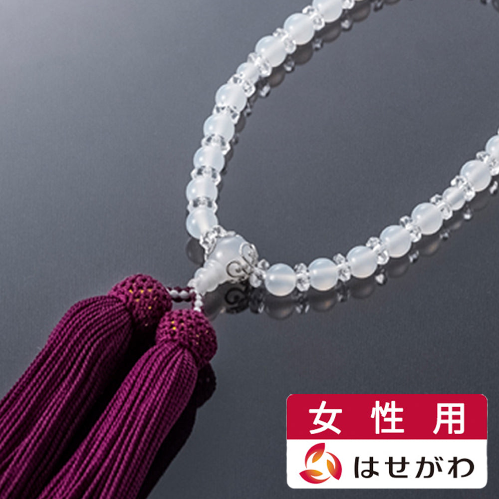 数珠 たまのお 白メノー 水晶切子 銀花座 紫 お仏壇のはせがわ公式通販