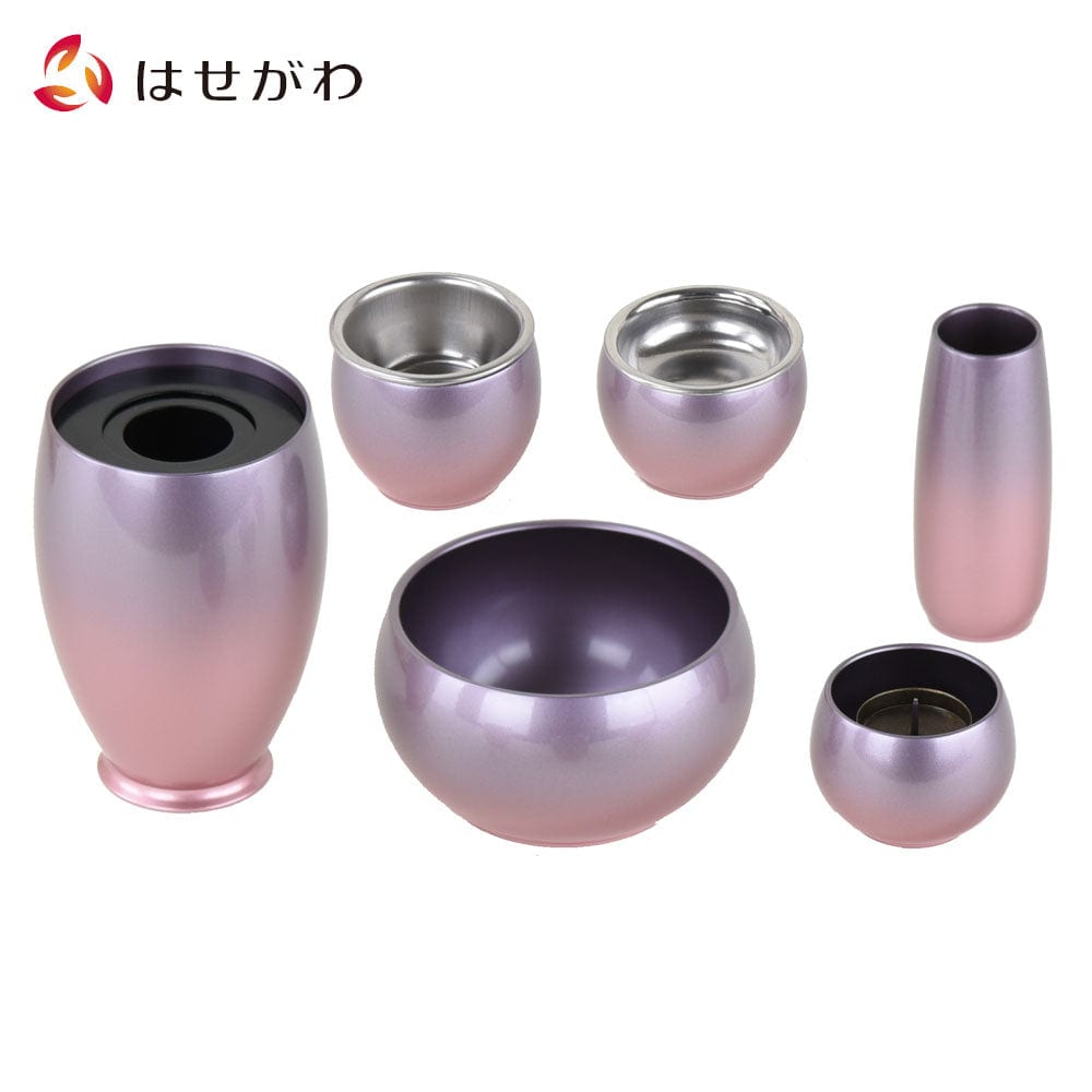 六具足 彩り 丸型 サクラグラデ | お仏壇のはせがわ公式通販