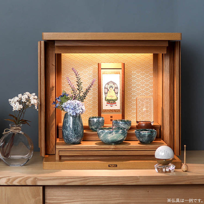 仏壇 ガラ ライト 青海波 高さ40cm