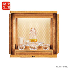 仏壇 ガラ ライト 麻の葉 高さ40cm