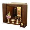 【WEB限定】仏壇 プレジール ウォールナット色 高さ41cm 仏具6点（リュシー）＋たまゆらリンセット