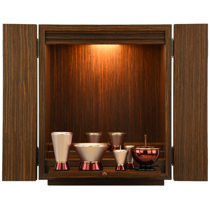 【WEB限定】仏壇 プレジール ウォールナット色 高さ41cm 仏具セット