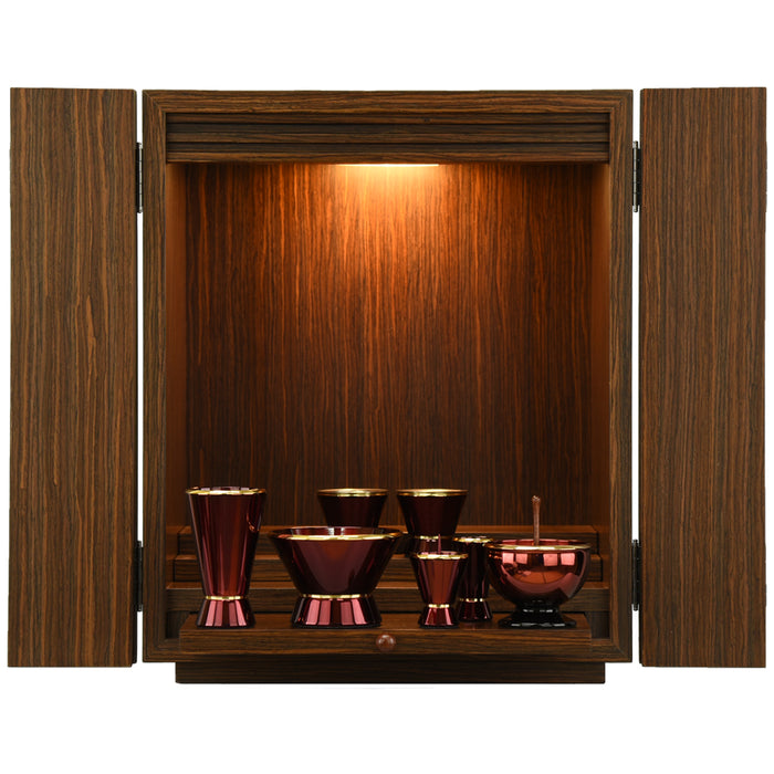 【WEB限定】仏壇 プレジール ウォールナット色 高さ41cm 仏具セット