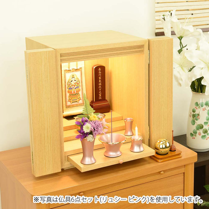 【WEB限定】仏壇 プレジール ライト色 高さ41cm 仏具6点（リュシー）＋たまゆらリンセット
