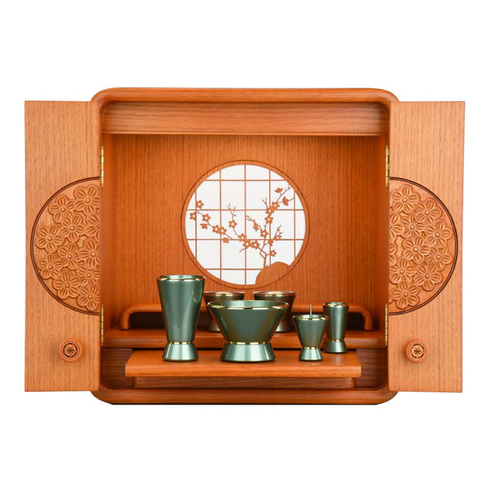 仏壇 花鞠2 (はなまり) ナラライト 高さ35cm カイラ具足セット