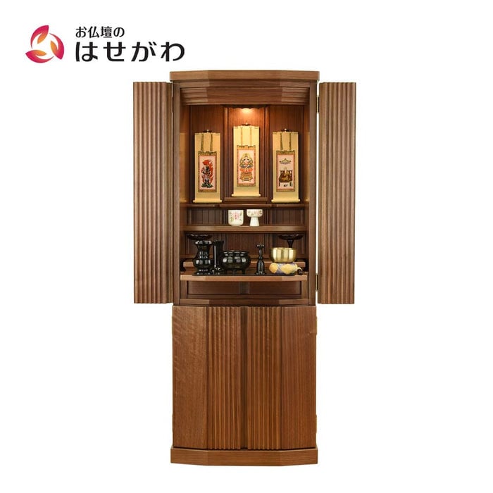 仏壇 凪 (なぎ) ウォールナット 高さ130cm 仏具セットC