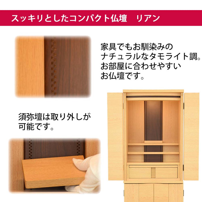 仏壇 リアン タモライト調 高さ120cm カイラ具足セット