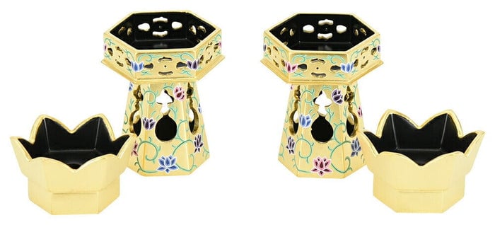 仏具 供笥(くげ) 六角総金 唐草彩色総透し 2.0寸 特徴 2