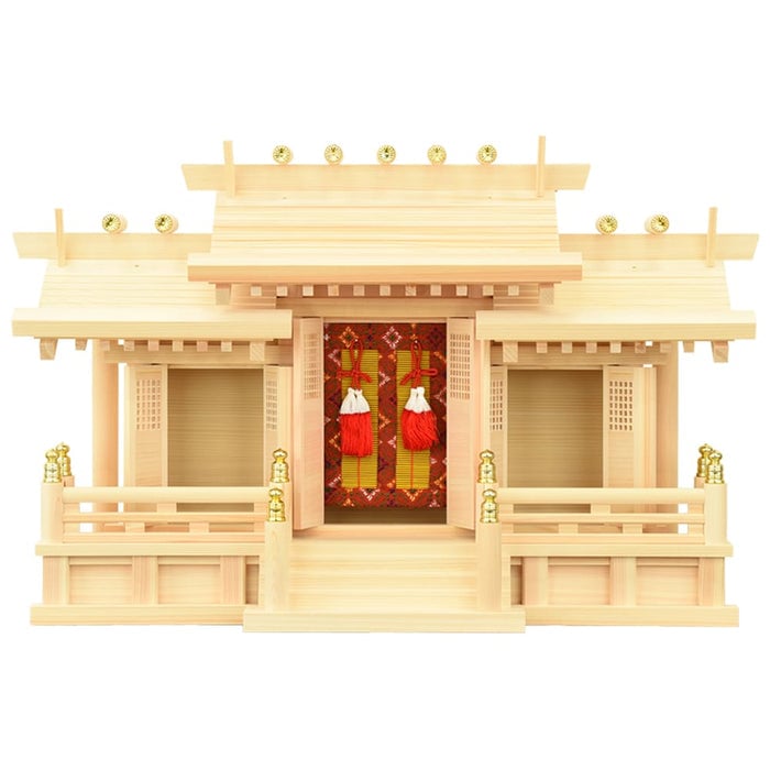 神棚 神具セット 格子付三社 みす付