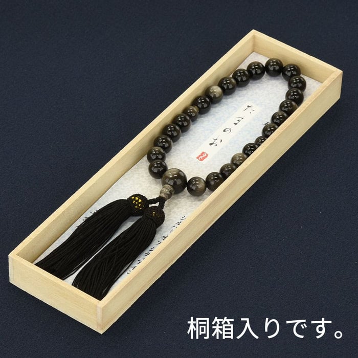 数珠 たまのお シルバーオブシディアン 12mm 共玉 黒