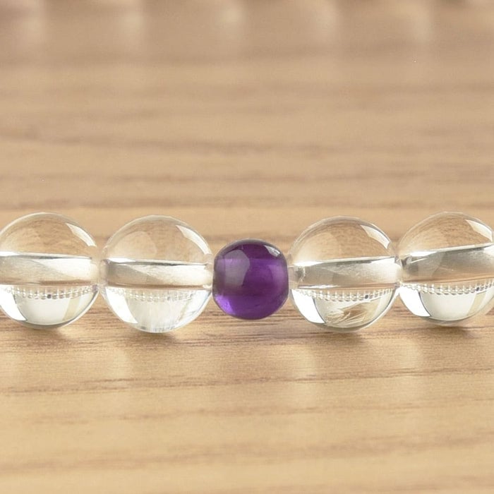 数珠 たまのお 水晶7mm 紫水晶仕立 正絹頭付