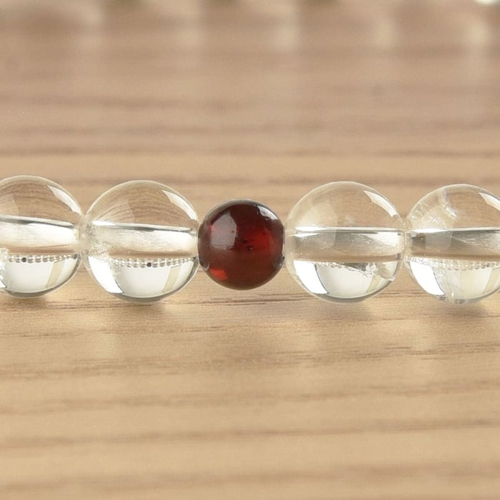 数珠 たまのお 水晶7mm ガーネット仕立 正絹頭付