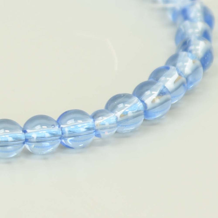 数珠 ハリブルー 7mm 浅葱人絹頭付 紙箱