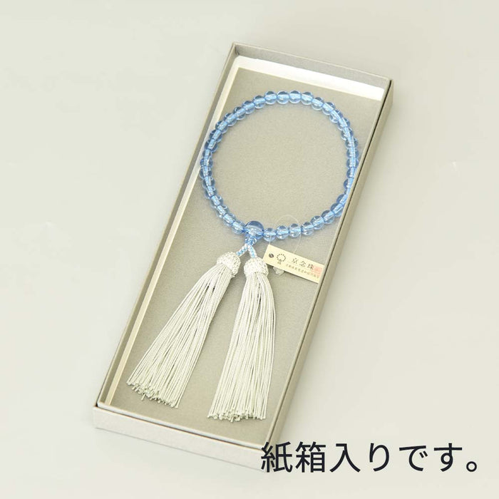 数珠 ハリブルー 7mm 浅葱人絹頭付 紙箱