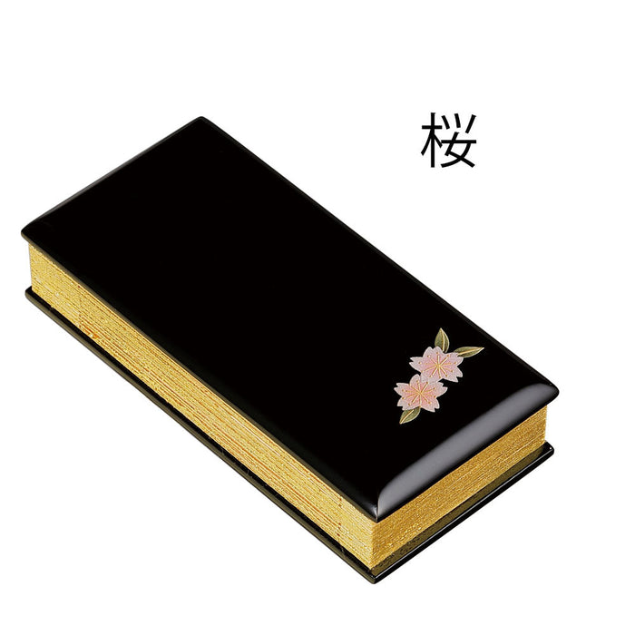 過去帳 蒔絵 黒 日付入 3.5寸