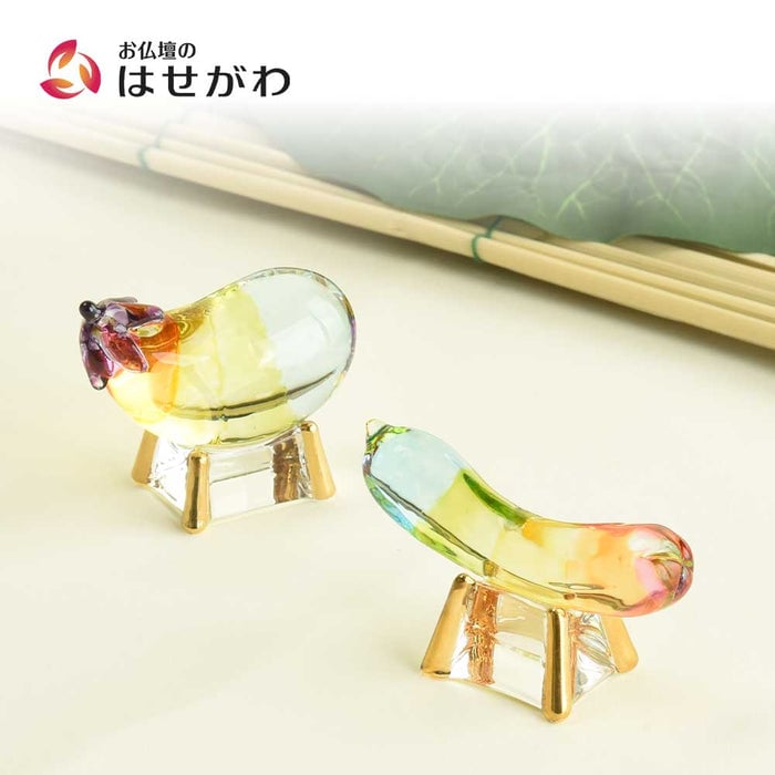 クリスタル 牛馬飾り レインボー色