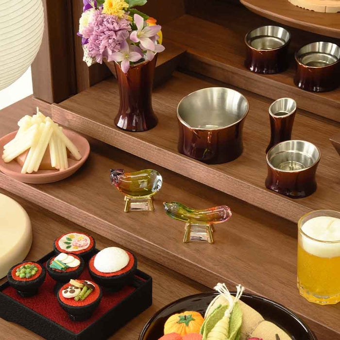 クリスタル 牛馬飾り レインボー色