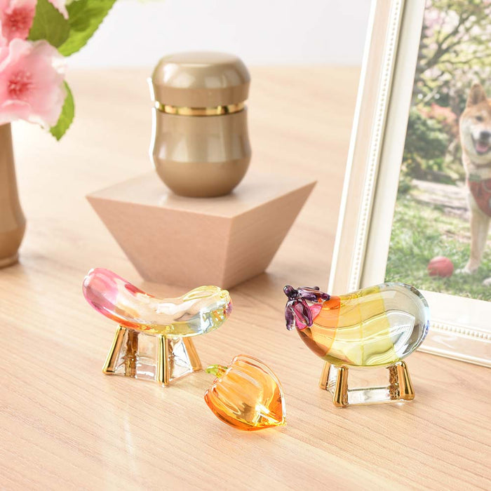 クリスタル 牛馬飾り(レインボー)・ほおずき セット
