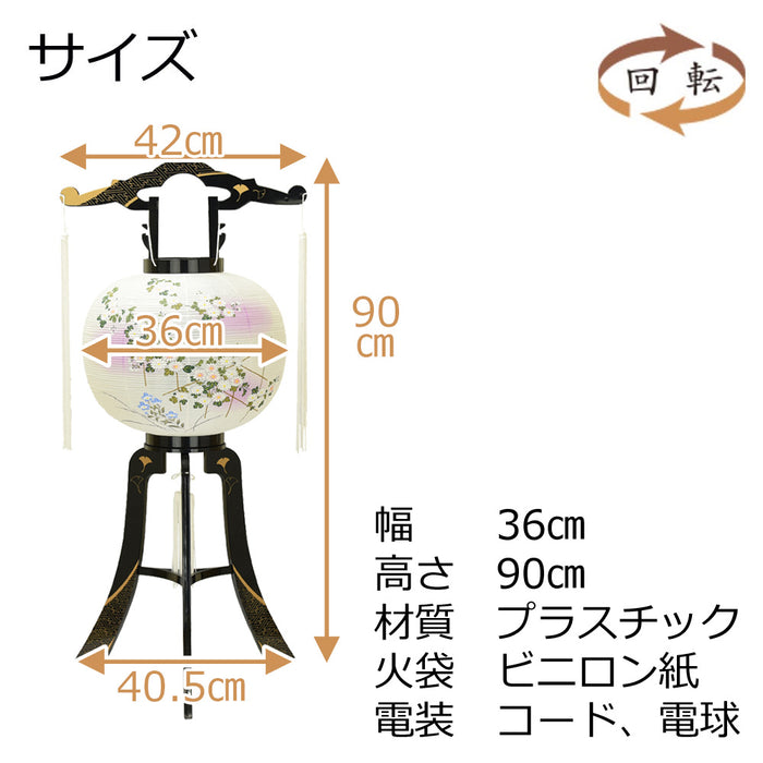 盆提灯 回転 あかり 綾型 12号 蒔絵絵入 特徴 2
