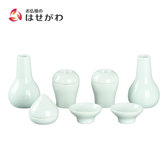 天然素材‥白材置物 神具セット みくまり 青白磁 | お仏壇のはせがわ公式通販