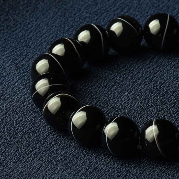 数珠・念珠 ブレスレット 黒縞メノー 12mm 特徴 2