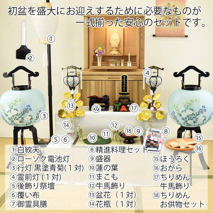 盆提灯 【WEB限定】初盆セット 2段81cm盆棚付き 伝統型フルセット 10-B 特徴 2