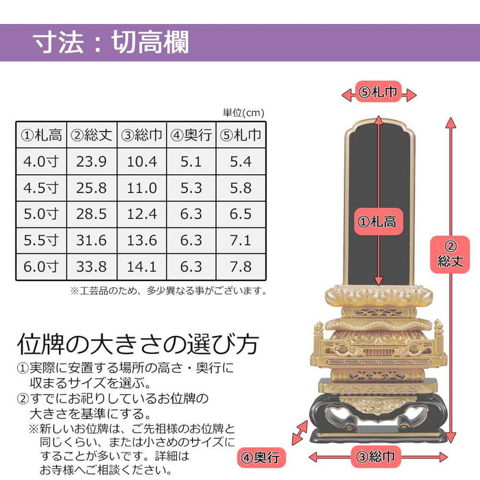 板位牌 切高欄(きりこうらん)