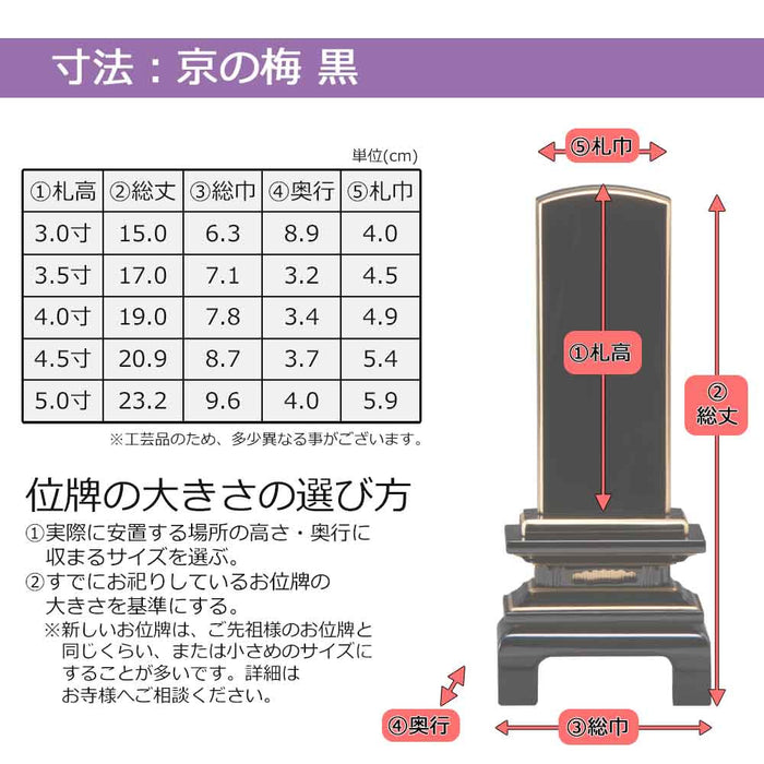 位牌 過去帳 京の梅 黒塗 特徴 6