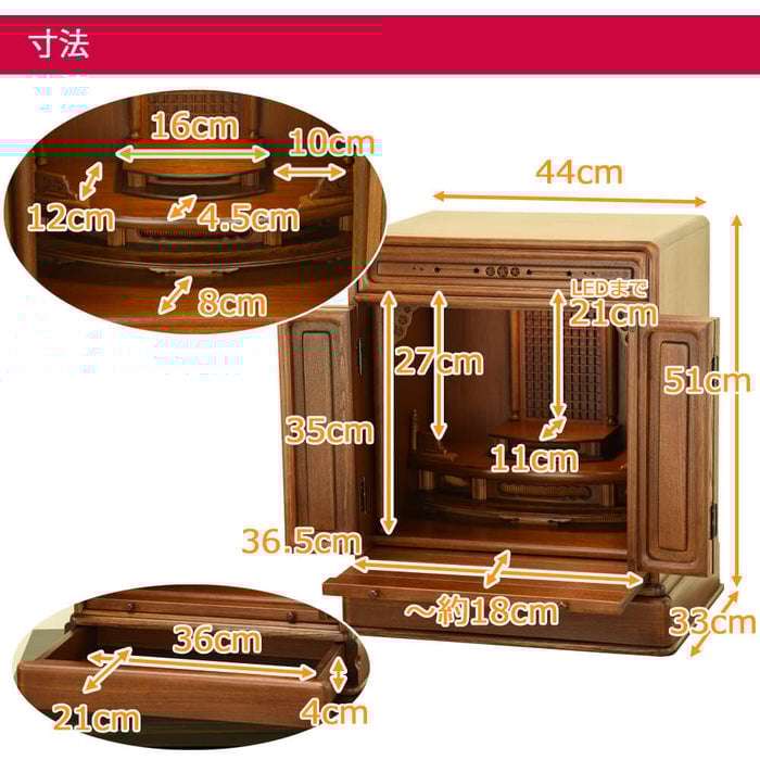 仏壇 古都 楡 H51cm 仏具セットA 特徴 6