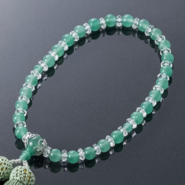 数珠 たまのお アベン 水晶切子 銀花座萌黄 | お仏壇のはせがわ公式通販