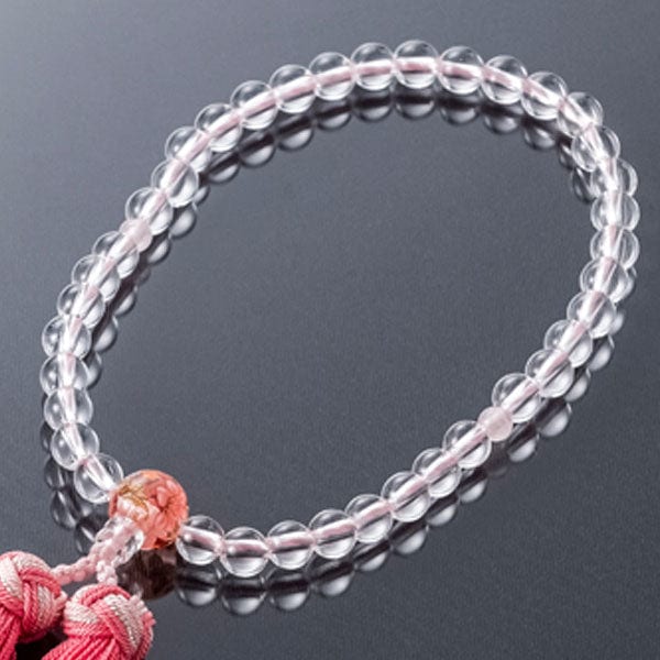 数珠 たまのお 水晶×ローズ 親珠ｱｸﾘﾙ絵入 | お仏壇のはせがわ公式通販