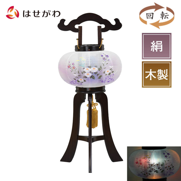 盆提灯 回転 菊2号 8寸 黒檀調 特徴 1