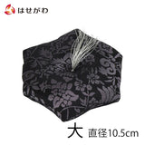 新名物裂リン布団 中 黒地紫 紹巴唐花紋 特徴1