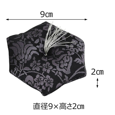 新名物裂リン布団 小 黒地紫 紹巴唐花紋 特徴2