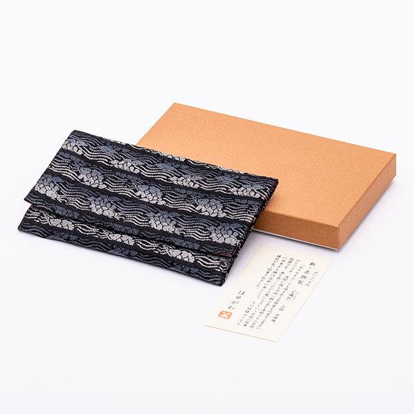 確認用★念珠と念珠入れ 数珠袋 新名物裂 蓋付念珠入れ 黒地グラデ 荒磯紋 | お仏壇の