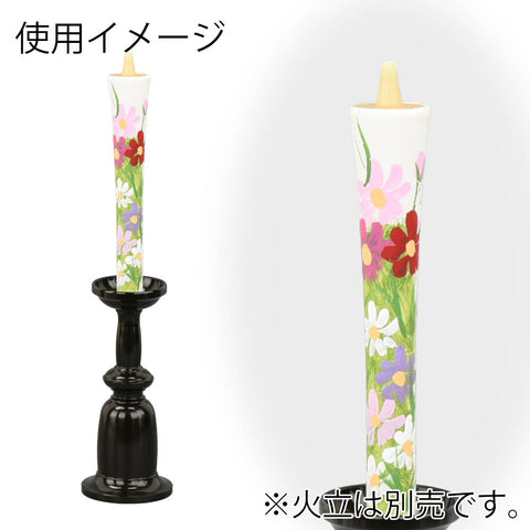 糠絵ろうそく 3匁 白2入 菊 秋桜