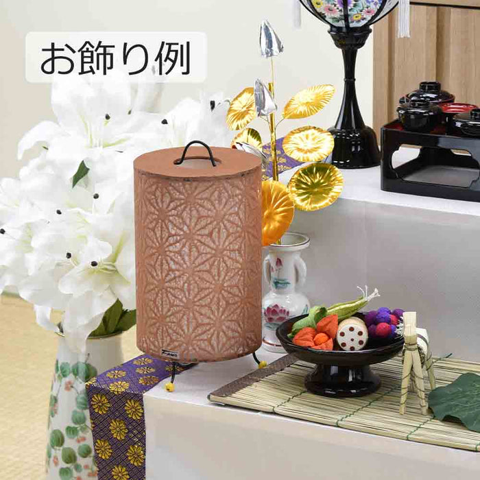 盆提灯 新型 レース和紙スタンド 花麻 茶 特徴 5