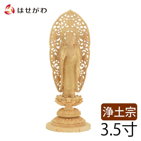 仏像 浄土 カヤ 丸台 金粉紋様 ３５ 特徴1