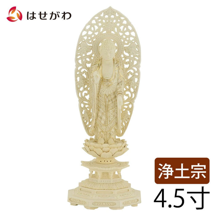 仏像 本尊 浄土 ツゲ 八角 金粉紋様 4.5寸 特徴 1