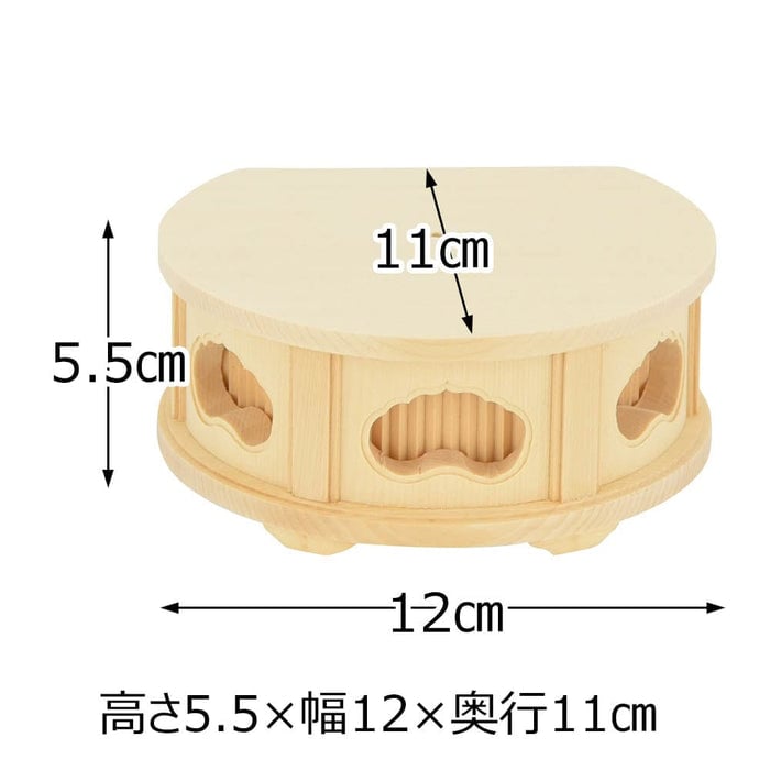 箱台 丸型 白木 透し入 大 特徴2