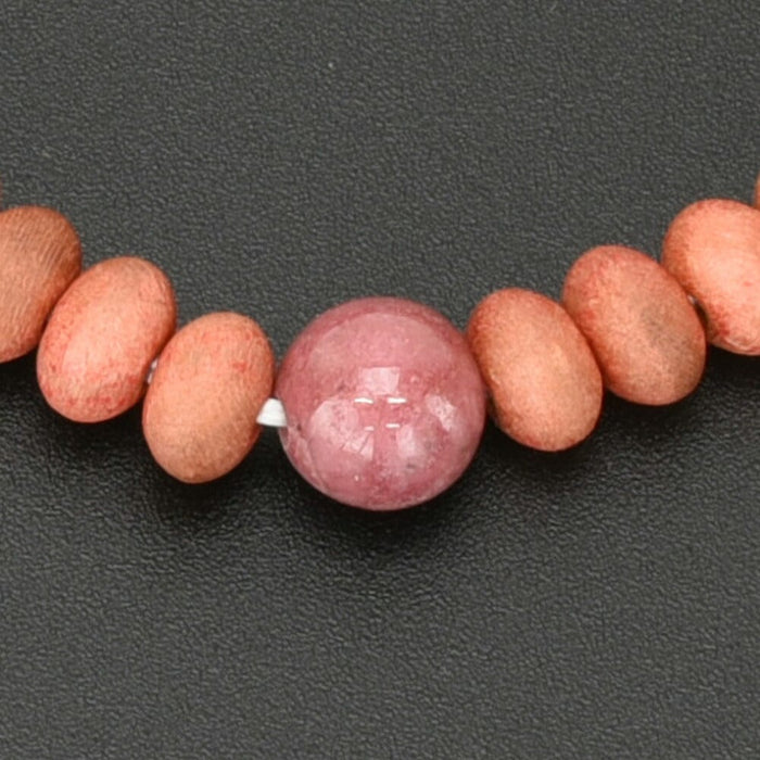 数珠・念珠 草木染ブレス 桜染桜ミカン玉 バラ輝石 特徴 2