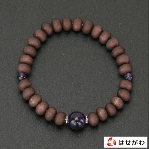 草木染ブレス 蘇芳桜ミカン玉 紫水晶仕立 特徴1
