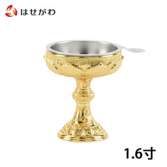 仏飯器 蓮彫本金メッキ 瑞雲落し付 1.6寸