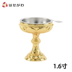 仏飯器 蓮彫本金メッキ 瑞雲落し付 1.6寸