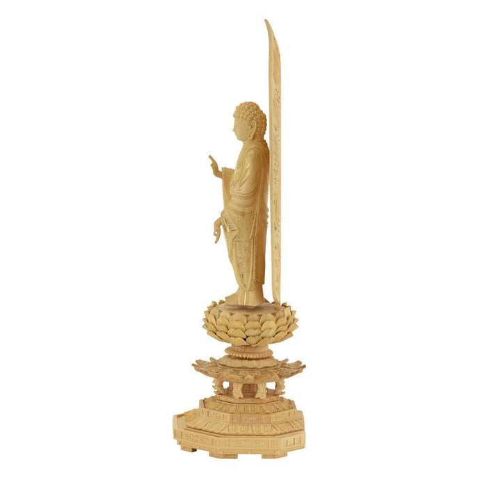 仏像 本尊 浄土 ツゲ眼入 上彫八角 水煙金泥 3.5寸 特徴 3