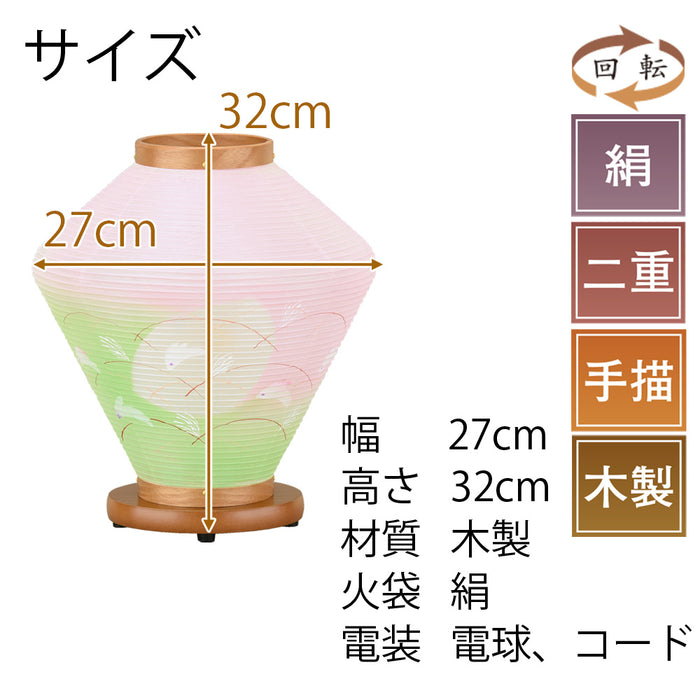 盆提灯 なごみ 2号 ケヤキ調 絹二重絵 特徴 2