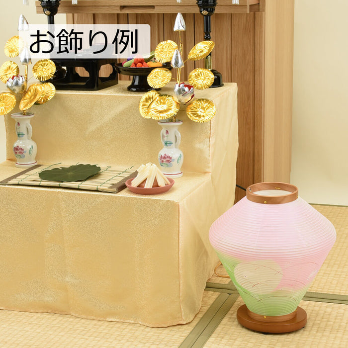 盆提灯 なごみ 2号 ケヤキ調 絹二重絵 特徴 5